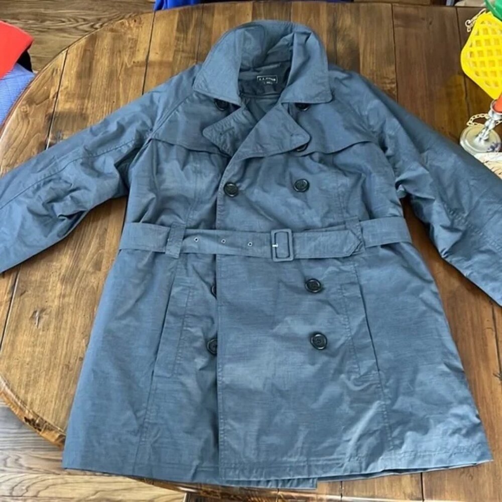 L.L. Bean Midweight Trench Coat in Grey - Primaloft Coat Large